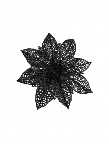 Gwiazda betlejemska na spince 16 cm czarna brokat