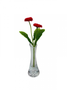 Stokrotka 2 kwiaty na gałązce 23 cm czerwona