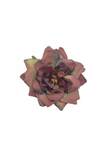 Gardenia kwiat wyrobowy 10 cm pudrowy bordowy z zielenią