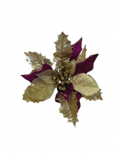 Gwiazda betlejemska główka 16 cm purpurowo złota