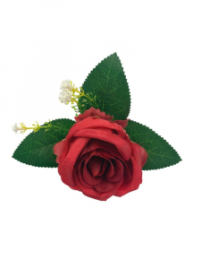 Róża główka z dodatkiem 11 cm czerwona z zielonym cieniowaniem