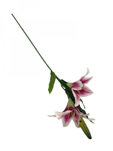 Lilia kwiat na gałązce 65 cm ciemny róż z kremowym cieniowaniem