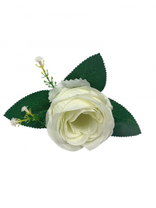 Róża główka z dodatkiem 11 cm biała