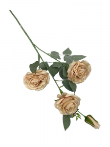 Róża na gałązce 63 cm kremowo beżowa