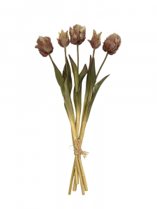 Wiązka tulipanów silikonowych 47 cm brązowych