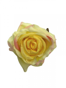 Róża kwiat wyrobowy 10 cm żółto różowa