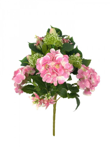 Kompozycja róże i hortensje 49 cm różowa