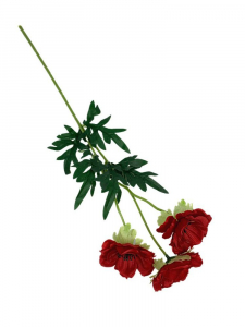 Anemon 3 kwiaty na gałązce 50 cm czerwony