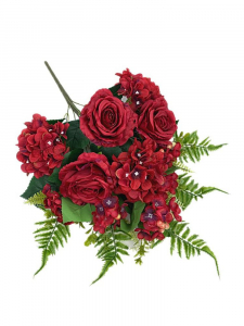 Bukiet hortensje róże 62 cm czerwony