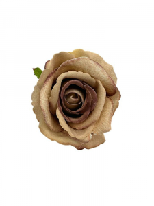 Róża welurowa główka 9 cm jasny brąz