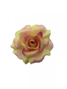 Róża kwiat wyrobowy 9 cm kremowa z różowym cieniowaniem