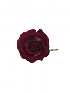 Róża welurowa główka 9 cm bordowa
