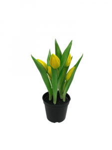 Tulipany gumowe w doniczce 24 cm żółte