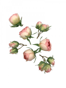 Róża kwiaty wyrobowe komplet jasny róż z jasnym zielonym