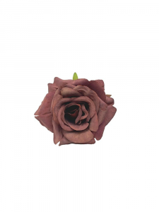 Róża kwiat wyrobowy 6 cm bordowa pudrowa