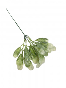 Gałązka ozdobna plastikowa ośnieżona z brokatem 27 cm zielono biała
