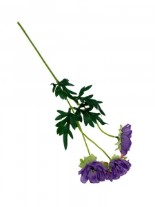 Anemon 3 kwiaty na gałązce 50 cm fioletowe