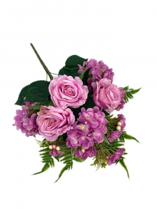 Bukiet hortensje róże 62 cm jasny fiolet