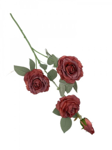 Róża na gałązce 63 cm zgaszona czerwień