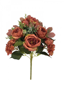 Kompozycja róże i hortensje 50 cm ceglana
