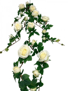 Girlanda róż XL 150 cm z kremowymi kwiatami