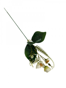 Dodatek gałązka z kwiatuszkami 40 cm kremowy