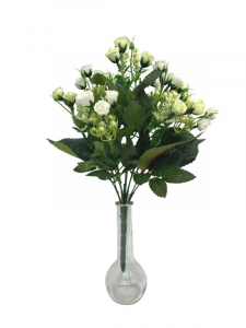 Bukiet różyczek 39 cm biało-zielony