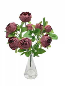 Bukiet pełników 36 cm brudny ciemny róż