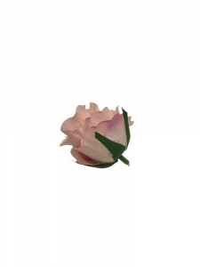 Róża wyrobowa główka 6 cm brudny róż z zielenią i fioletem