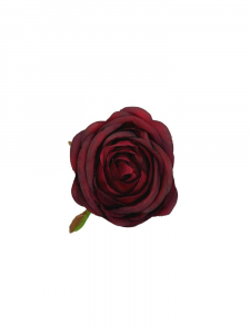 Róża kwiat wyrobowy 8 cm ciemno bordowa
