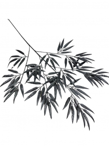 Gałązka dekoracyjna z liśćmi 98 cm szara stalowa