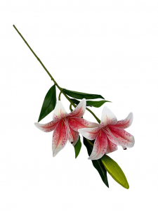 Lilia silikonowa gałązka 65 cm różowa z nakropieniami