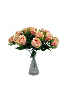 Bukiet róż jasno różowych z kremem 36 cm