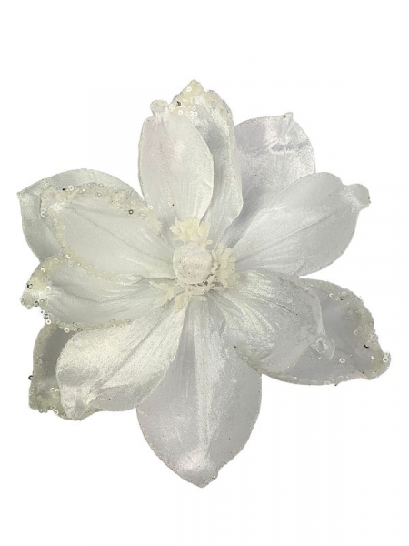 Magnolia na klipsie 25 cm biała