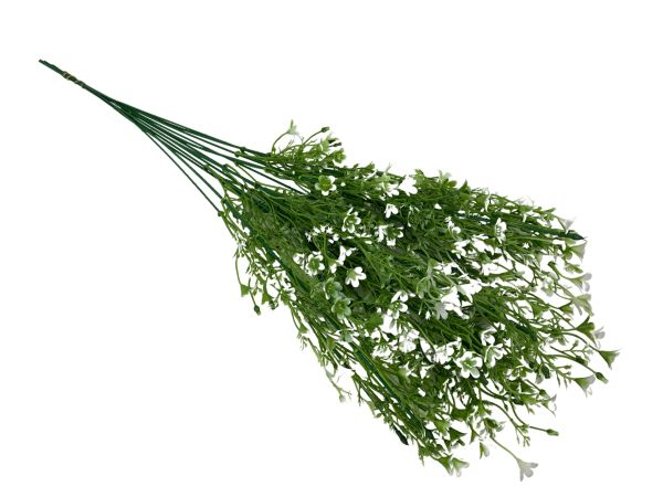 Dodatek na gałązce 60 cm zielony z białymi drobnymi kwiatuszkami