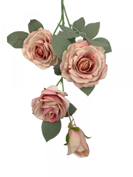 Róża na gałązce 63 cm różowa