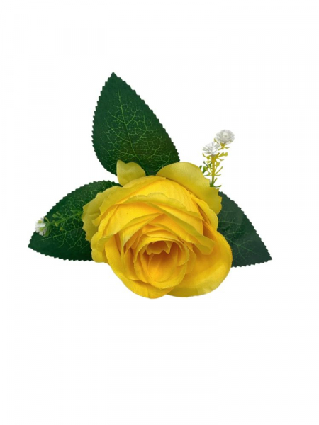 Róża główka z dodatkiem 11 cm żółta