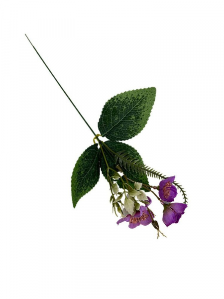 Dodatek gałązka z kwiatuszkami 40 cm fiolet