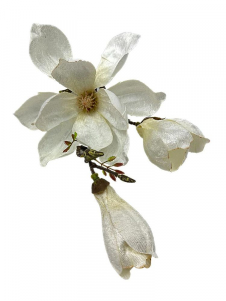 Magnolia welurowa gałązka 62 cm kremowa