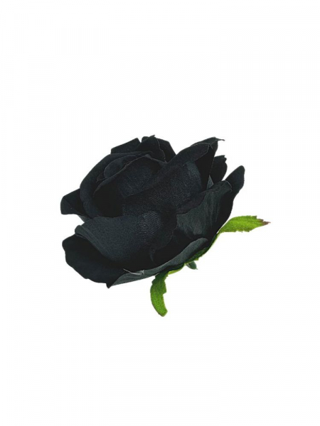 Róża welurowa główka 9 cm czarna
