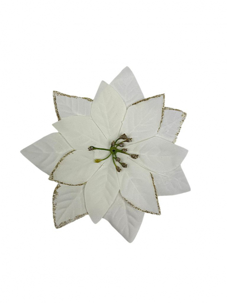 Gwiazda betlejemska główka 16 cm biała z brokatem