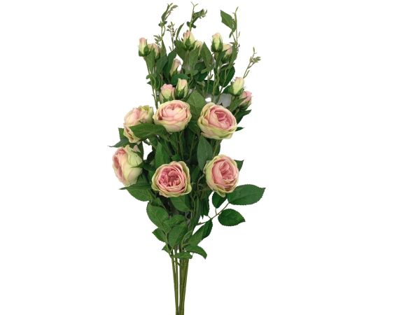 Róża gałązka 70 cm różowa z dodatkiem jasnej zieleni