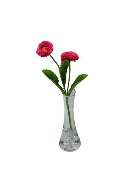 Stokrotka 2 kwiaty na gałązce 23 cm różowa