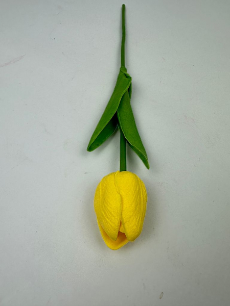 Tulipan z pianki gałązka 33 cm żółty