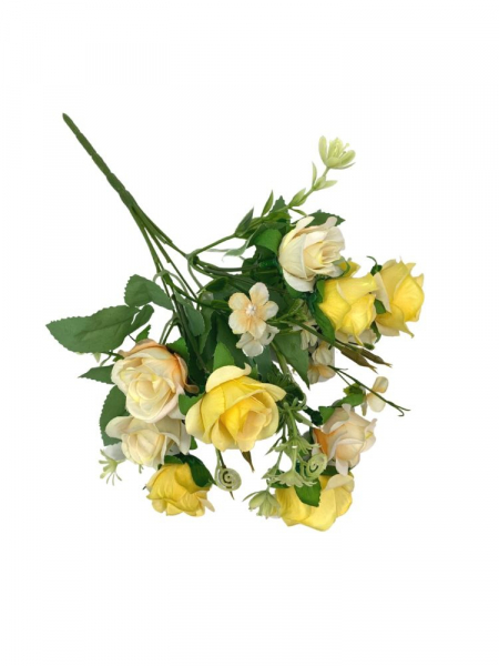 Róża bukiet 30 cm kremowo żółta