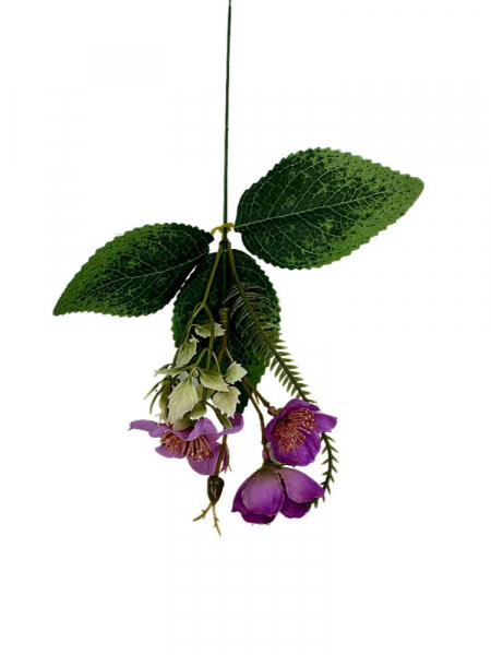 Dodatek gałązka z kwiatuszkami 40 cm fiolet
