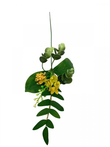 Gałązka z kwiatuszkami 54 cm żółty
