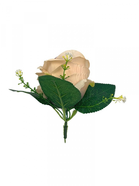 Róża główka z dodatkiem 11 cm ciemno kremowa z fioletem