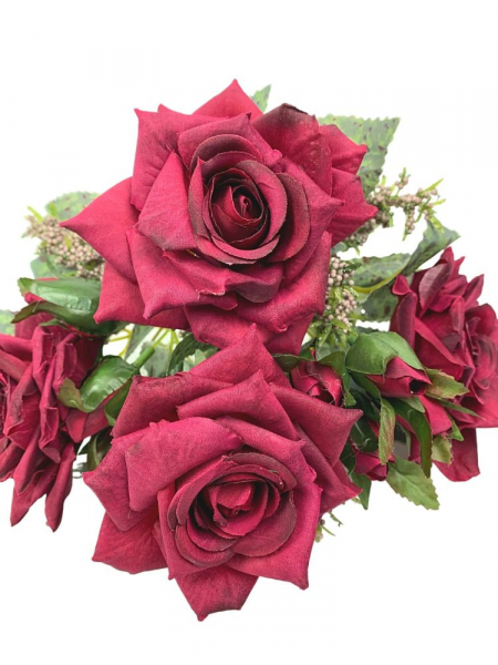 Róża bukiet 30 cm bordowa