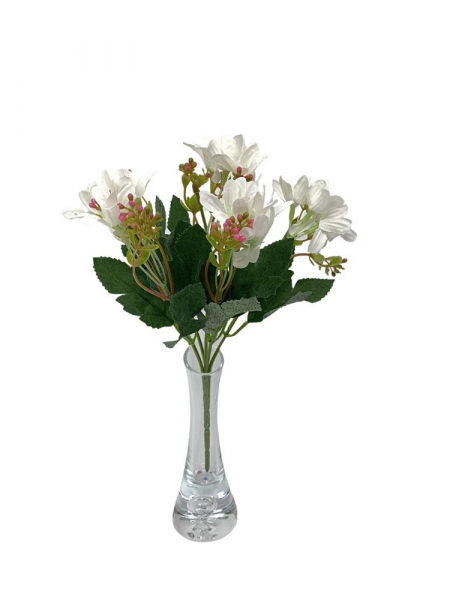 Bukiet drobnych kwiatuszków 26 cm biały